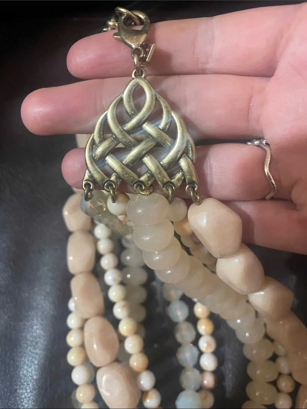 Banana Republic Multi-Strand Peach and Cream Bead Necklace